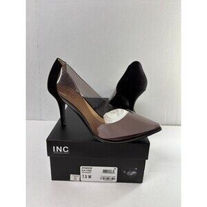 INC Women's Zitah Black Fume Vinyl Pointed Toe Pumps Stiletto Heel Size 7.5 Wide